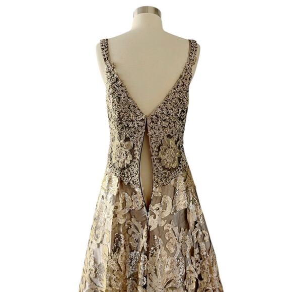 SAVOY Gold Dress Jacquard Beaded Sequins Ball Gown Strapless Princess Medium NWT - Picture 11 of 15